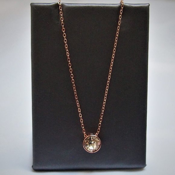 Fashion Jewelry Jewelry - Shimmering Rose Gold-Tone CZ Pendant Necklace